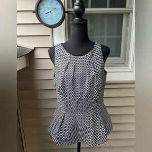 White House Black Market- Black and White Women's Peplum Top Size 10-NWT